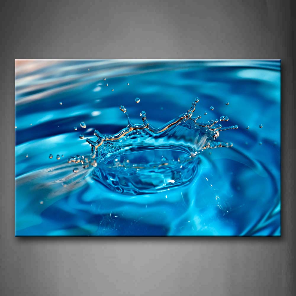 Water Drop Drip On Light Blue Water Wall Art Painting Pictures Print On Canvas Art The Picture For Home Modern Decoration 