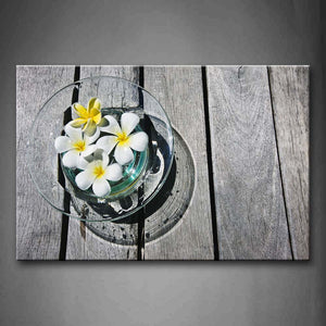 White Flower In Glass Vase On Wood Wall Art Painting Pictures Print On Canvas Art The Picture For Home Modern Decoration 