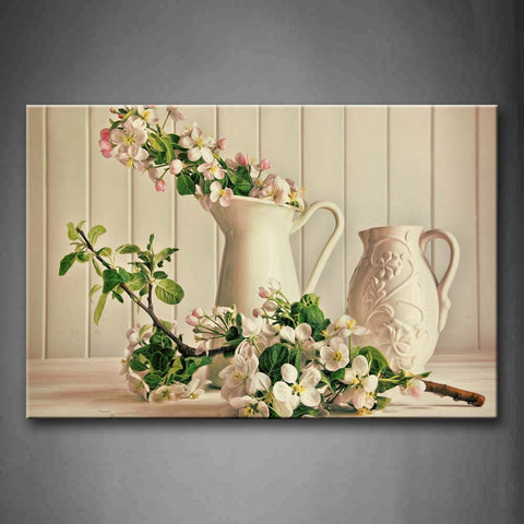 Pink And White Flower In Vase On White Floor Wall Art Painting Pictures Print On Canvas Flower The Picture For Home Modern Decoration 