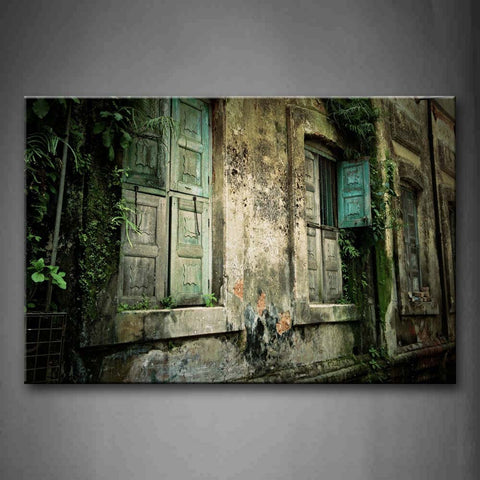 Old House With Wooden Windows  Wall Art Painting Pictures Print On Canvas Art The Picture For Home Modern Decoration 
