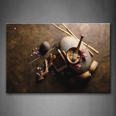 Flowers And Tools In Stone  Wall Art Painting Pictures Print On Canvas Art The Picture For Home Modern Decoration 