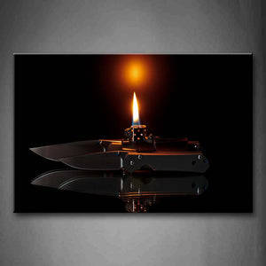 Fire In Lighter And Knife Wall Art Painting The Picture Print On Canvas Art Pictures For Home Decor Decoration Gift 