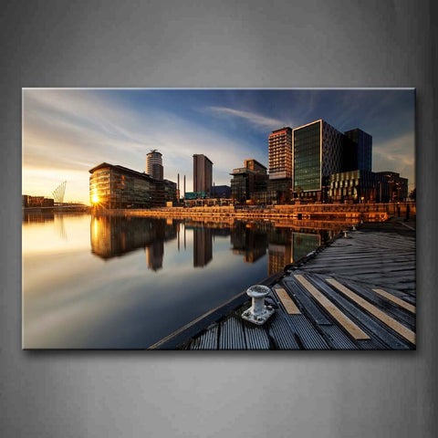 Buildings In Shore  Wall Art Painting Pictures Print On Canvas City The Picture For Home Modern Decoration 