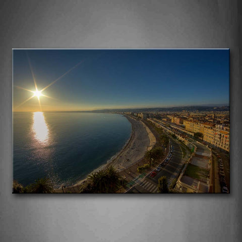 Peace Sea With Sunset  Wall Art Painting Pictures Print On Canvas City The Picture For Home Modern Decoration 