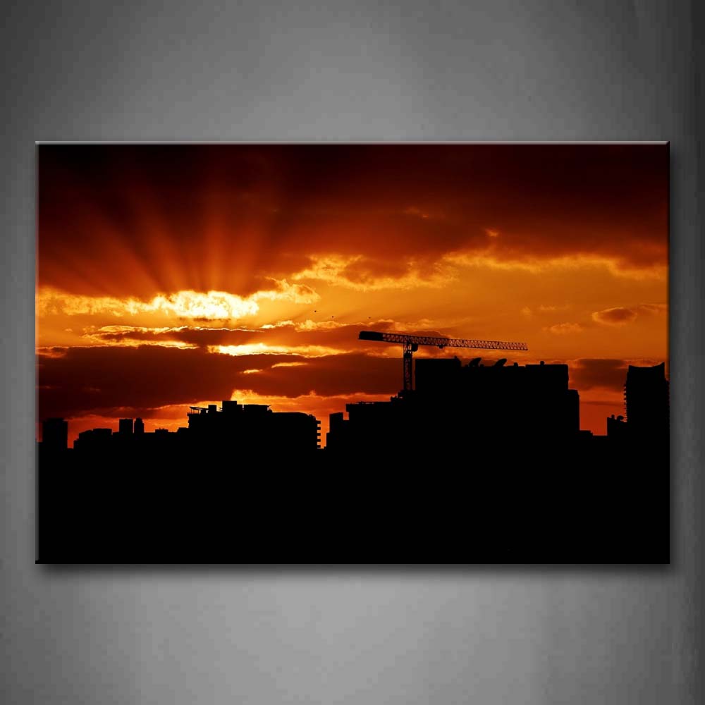 Constructions At Sunset  Wall Art Painting The Picture Print On Canvas City Pictures For Home Decor Decoration Gift 