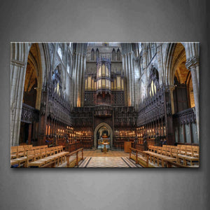 Cathedral With Benches  Wall Art Painting Pictures Print On Canvas Religion The Picture For Home Modern Decoration 