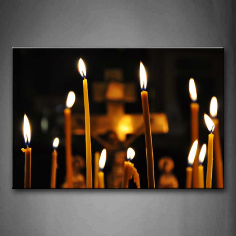 Christian Candles  Wall Art Painting Pictures Print On Canvas Religion The Picture For Home Modern Decoration 