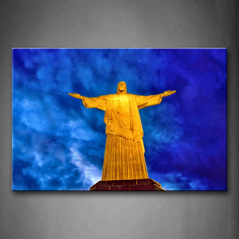 Blue Christ The Redeemer Statue  Wall Art Painting The Picture Print On Canvas Religion Pictures For Home Decor Decoration Gift 