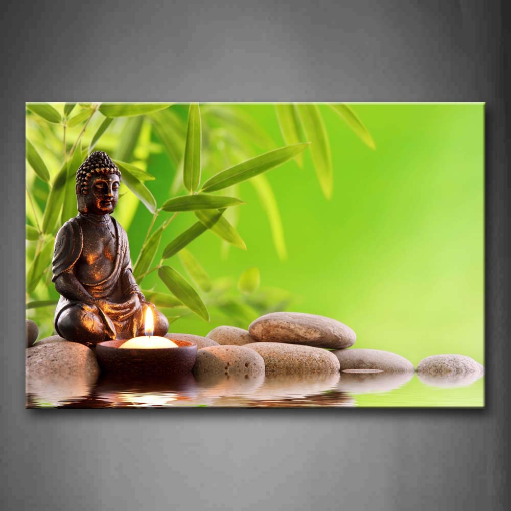 Buddhism Statue And Candle  Wall Art Painting The Picture Print On Canvas Religion Pictures For Home Decor Decoration Gift 