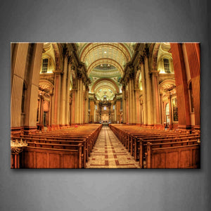 Benches In Basilique  Wall Art Painting The Picture Print On Canvas Religion Pictures For Home Decor Decoration Gift 