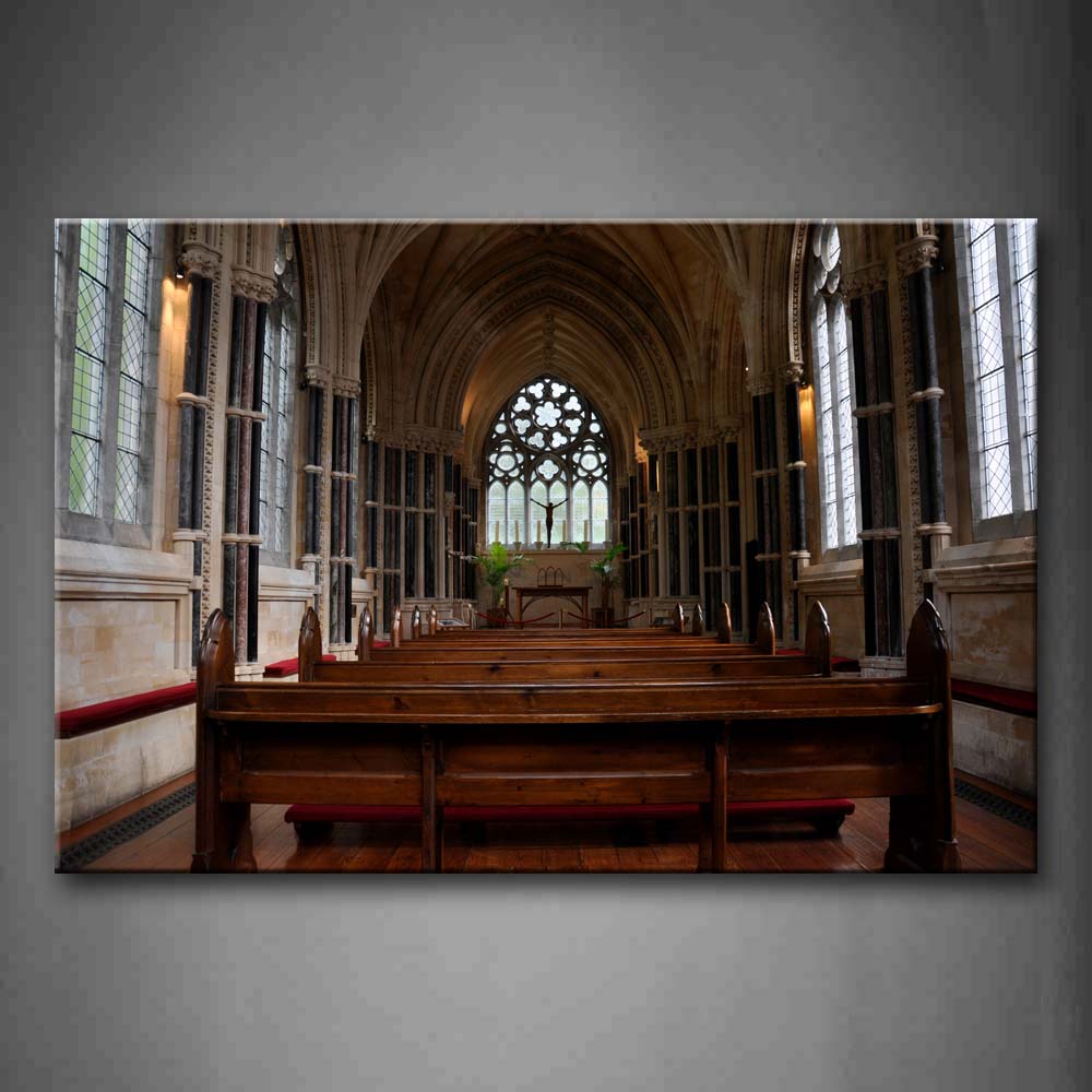 Benches In Abbey  Wall Art Painting Pictures Print On Canvas Religion The Picture For Home Modern Decoration 