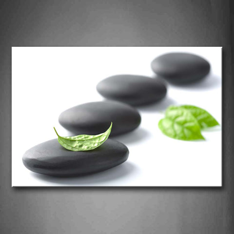 Black Zen Stone With Leaves  Wall Art Painting The Picture Print On Canvas Religion Pictures For Home Decor Decoration Gift 