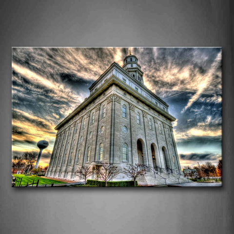 Nauvoo Temple With The Dark Clouds Wall Art Painting The Picture Print On Canvas Religion Pictures For Home Decor Decoration Gift 