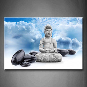 Buddha And Spa Stone In Blue Sky Wall Art Painting Pictures Print On Canvas Religion The Picture For Home Modern Decoration 