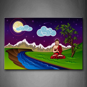 Maitreya Is Sitting By The River Buddaha Wall Art Painting The Picture Print On Canvas Religion Pictures For Home Decor Decoration Gift 