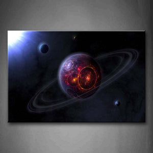 The Huge Planet Is Between The Two Small Planets  Wall Art Painting The Picture Print On Canvas Space Pictures For Home Decor Decoration Gift 