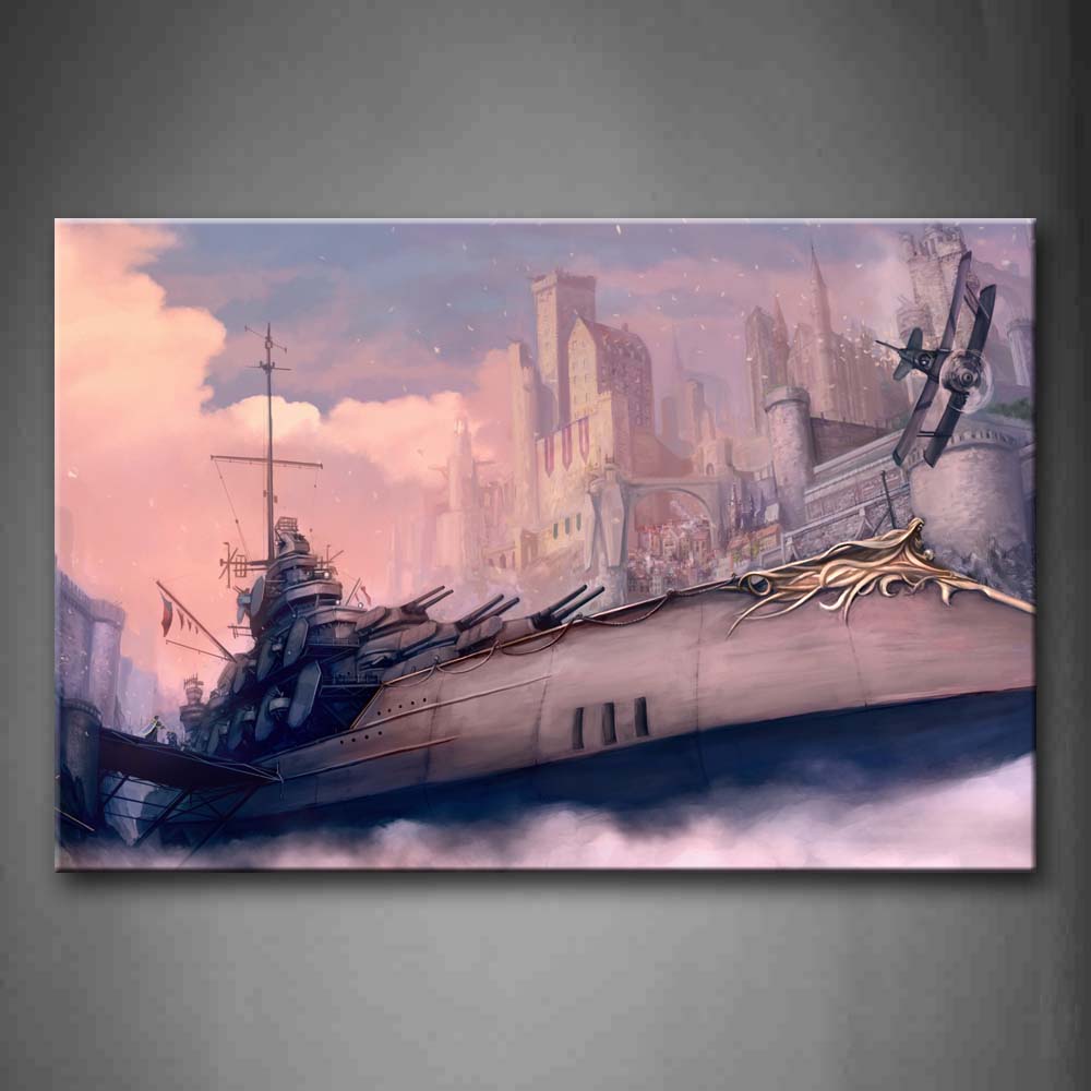 The Enormous Ship Is Made From The Wood   Wall Art Painting Pictures Print On Canvas Space The Picture For Home Modern Decoration 