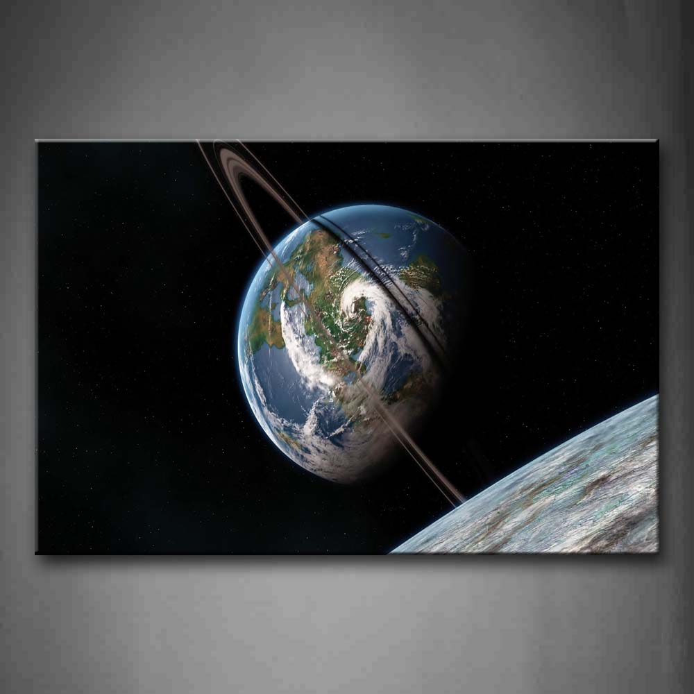 There Two Circles Between The Two Planets  Wall Art Painting The Picture Print On Canvas Space Pictures For Home Decor Decoration Gift 