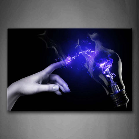 A Hand And A Bulb With Blue Light  Wall Art Painting Pictures Print On Canvas Space The Picture For Home Modern Decoration 
