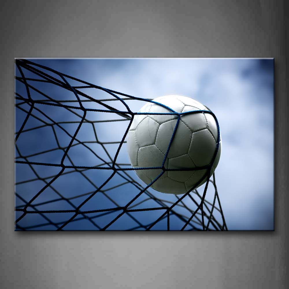 The White Ball Is In The Net Of The Football Field  Wall Art Painting Pictures Print On Canvas Art The Picture For Home Modern Decoration 