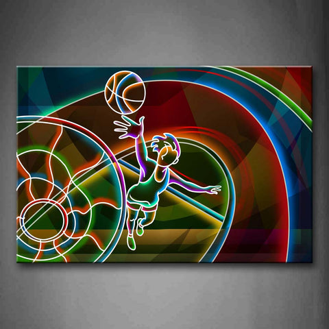 The Fluorescent Man Is Playing Basketball  Wall Art Painting The Picture Print On Canvas Art Pictures For Home Decor Decoration Gift 