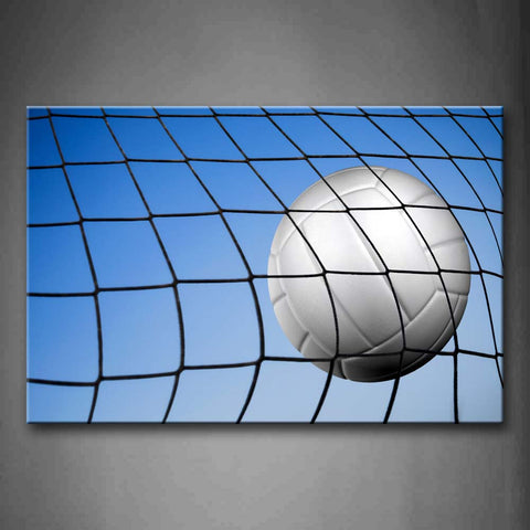 Blue White Soccer Is On The Net Of The Goal  Wall Art Painting Pictures Print On Canvas Art The Picture For Home Modern Decoration 