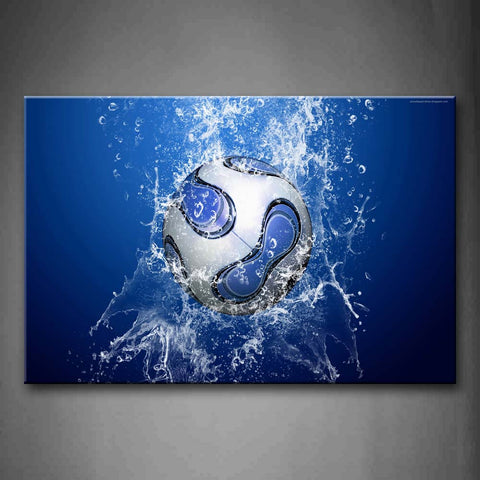 Soccer With Many Blue Patterns Are Surrounded By Water  Wall Art Painting The Picture Print On Canvas Art Pictures For Home Decor Decoration Gift 