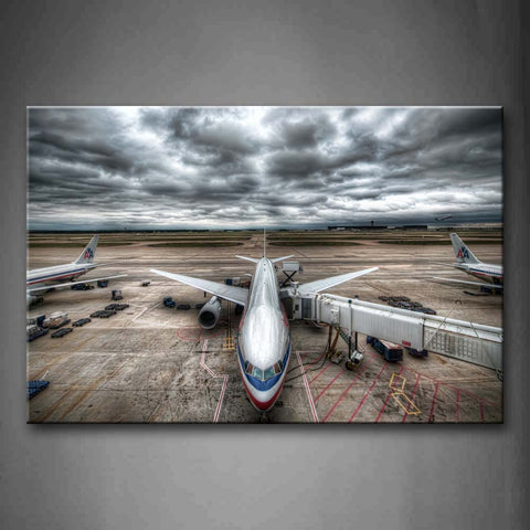 Three Planes Are In The Airport Cloudy Wall Art Painting The Picture Print On Canvas Car Pictures For Home Decor Decoration Gift 