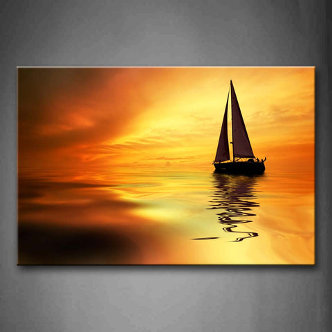 Yellow Orange The Sailing Looks Beautiful When Sunset  Wall Art Painting Pictures Print On Canvas Car The Picture For Home Modern Decoration 
