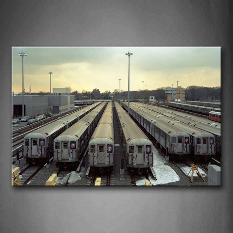 Trains All Stoped In Railway Station Wall Art Painting Pictures Print On Canvas Car The Picture For Home Modern Decoration 