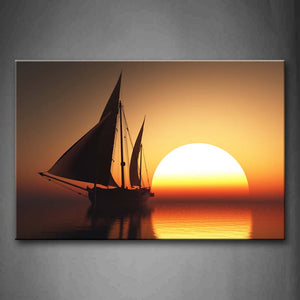 Sailing Boat And Sunset Wall Art Painting The Picture Print On Canvas Car Pictures For Home Decor Decoration Gift 