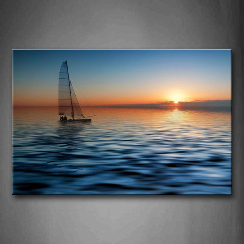 Sailing Boat Over Water And Sunrise Wall Art Painting The Picture Print On Canvas Car Pictures For Home Decor Decoration Gift 