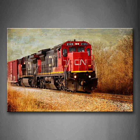 Red Train In The Field Wall Art Painting The Picture Print On Canvas Car Pictures For Home Decor Decoration Gift 
