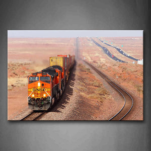 Brown Train In The Track And Tracks In Field Wall Art Painting The Picture Print On Canvas Car Pictures For Home Decor Decoration Gift 