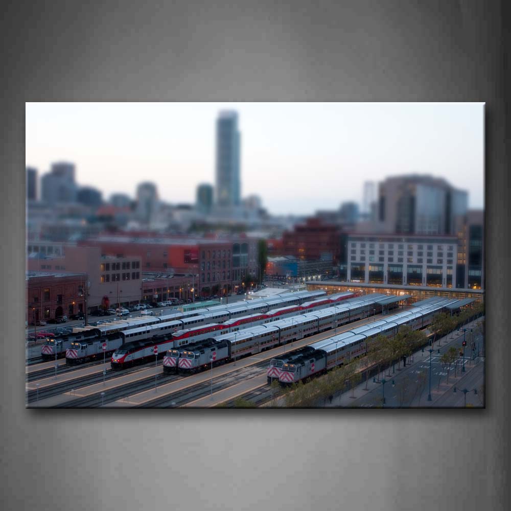 A Lot Of Trains And Buildings  Wall Art Painting Pictures Print On Canvas Car The Picture For Home Modern Decoration 