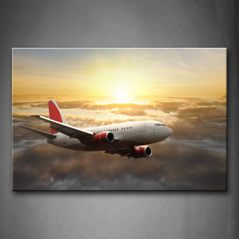 Passenger Plane In The Sky With Clouds Wall Art Painting The Picture Print On Canvas Car Pictures For Home Decor Decoration Gift 