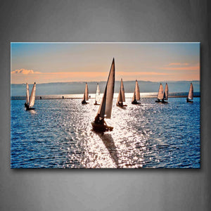 Lots Of Sailing Boats Over Water Wall Art Painting The Picture Print On Canvas Car Pictures For Home Decor Decoration Gift 