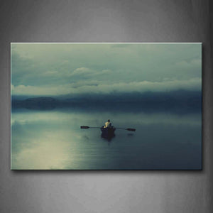 Man In Small Canoe On Water Lake Wall Art Painting Pictures Print On Canvas Car The Picture For Home Modern Decoration 