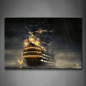 Huge Ship Over Water In Rainy Day Wall Art Painting Pictures Print On Canvas Car The Picture For Home Modern Decoration 