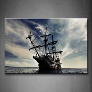 Huge Ship On Water And Clouded Sky Wall Art Painting Pictures Print On Canvas Car The Picture For Home Modern Decoration 