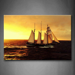 Small Sailing Ship Over Water Wall Art Painting Pictures Print On Canvas Car The Picture For Home Modern Decoration 