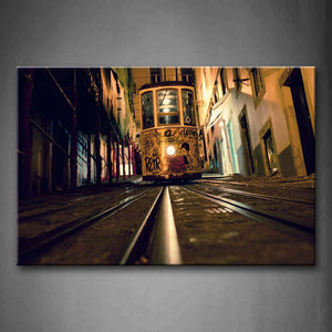 Golden Train On The Track In Dark  Wall Art Painting The Picture Print On Canvas Car Pictures For Home Decor Decoration Gift 