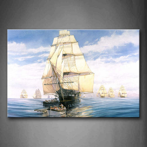 White Sailing Ships Over Water Wall Art Painting Pictures Print On Canvas Car The Picture For Home Modern Decoration 