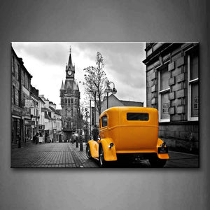 A Car In The Old Street And The Clock Tower London Wall Art Painting Pictures Print On Canvas Car The Picture For Home Modern Decoration 