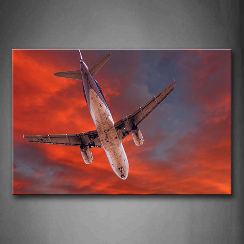 Sunset Glow And Aircraft In The Sky Wall Art Painting Pictures Print On Canvas Car The Picture For Home Modern Decoration 