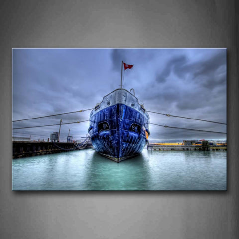 Blue Ship With Ropes On Water Wall Art Painting The Picture Print On Canvas Car Pictures For Home Decor Decoration Gift 