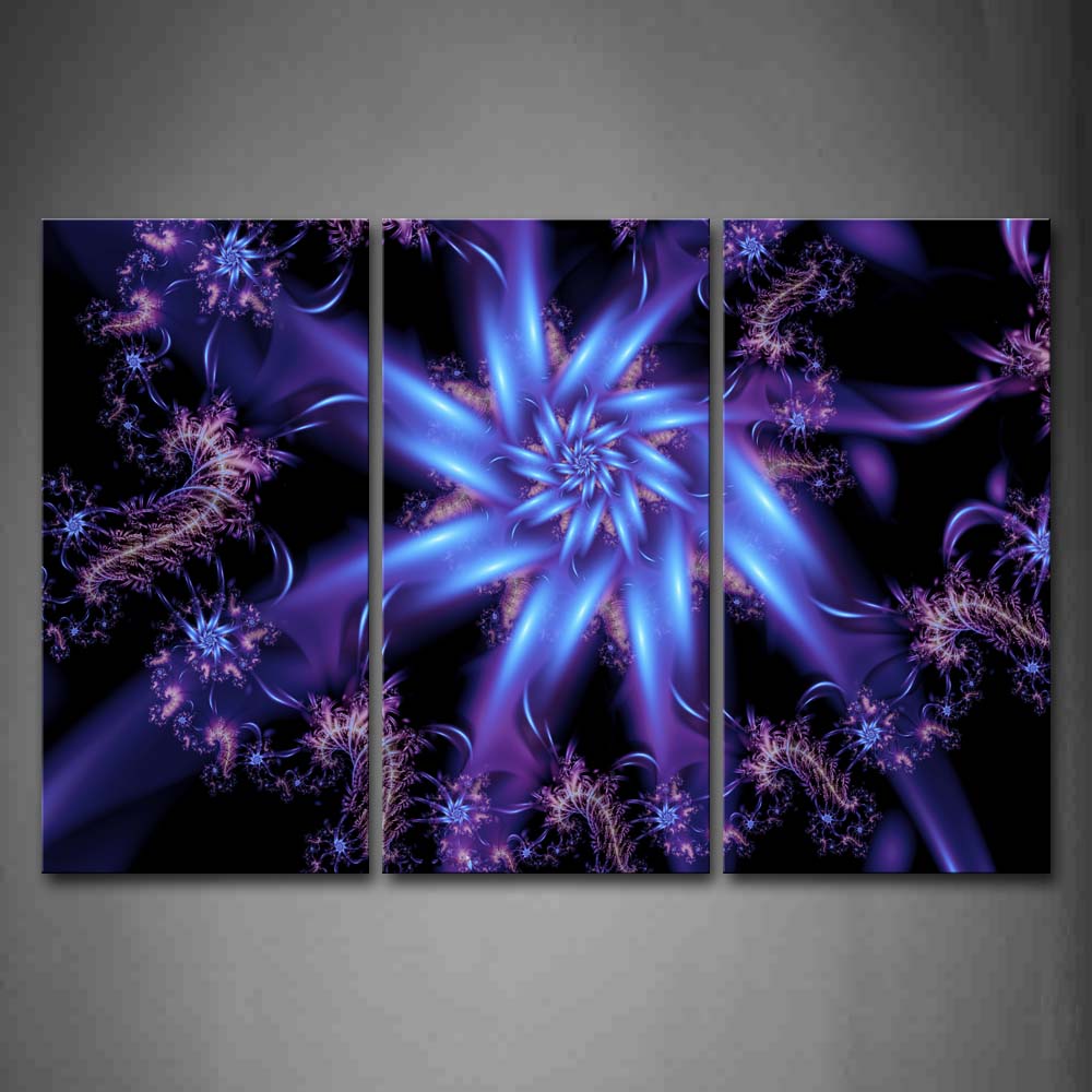 Blue Light Flower Fractal Abstract  Wall Art Painting Pictures Print On Canvas Abstract The Picture For Home Modern Decoration 