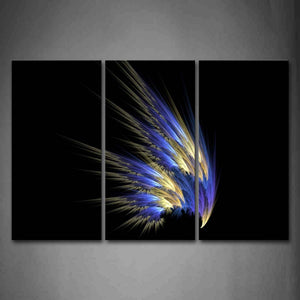 Fractal Abstract Black Background Like Blue And Yellow Feather Wall Art Painting Pictures Print On Canvas Abstract The Picture For Home Modern Decoration 