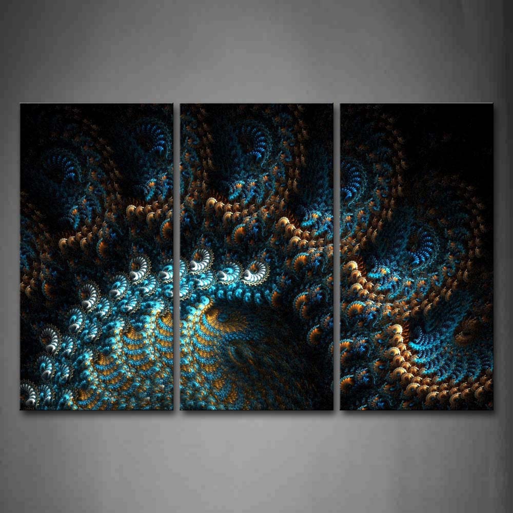 Fractal Abstract Blue Yellow Black Wall Art Painting The Picture Print On Canvas Abstract Pictures For Home Decor Decoration Gift 