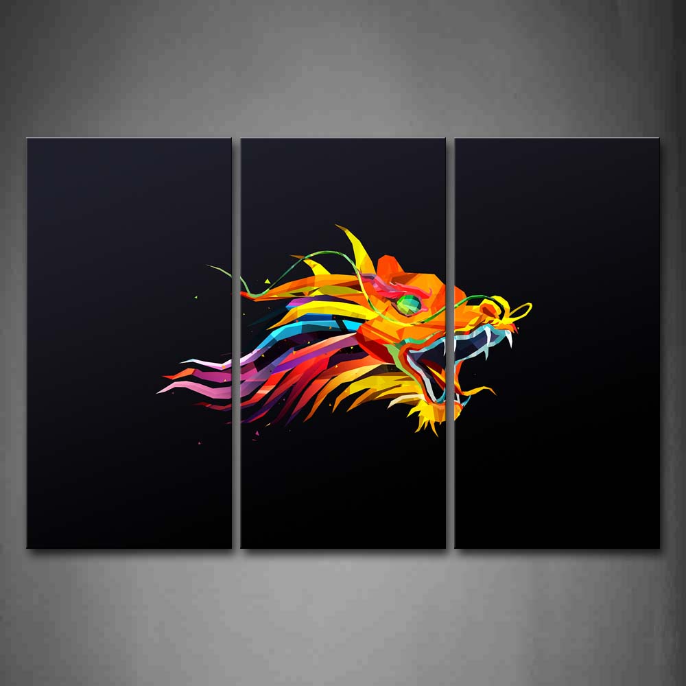 Like Colorful Dragon Black Background Wall Art Painting The Picture Print On Canvas Abstract Pictures For Home Decor Decoration Gift 